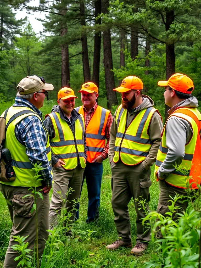 Young members of the association learning about wildlife tracking and identification in a forest in Cantal, France. The image highlights hands-on learning and ecological awareness.