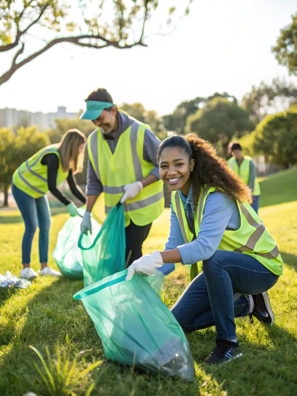 Members of the association participating in a community cleanup event in a rural area of Cantal, France. The image emphasizes community involvement and environmental stewardship.